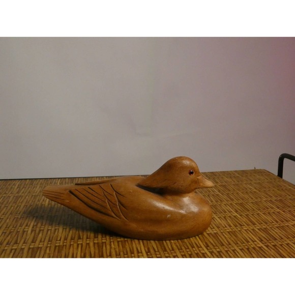 Vintage Wooden Duck Decoy With Glass Eyes - Picture 1 of 7